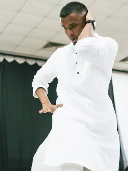 A moment of complete immersion in the music and movement during the 'Raanjhana' workshop.
