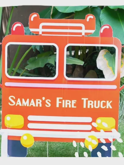 Another view of the fun fire truck photo prop.