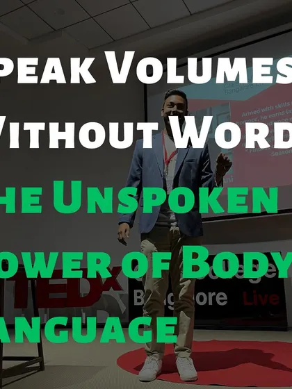 A powerful image from my TEDx talk, reinforcing the theme of non-verbal communication. Your presence on stage is a combination of your words and your body language.