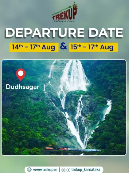 A classic view of Dudhsagar Falls with the railway bridge. I organize special long weekend trips here, perfect for a memorable getaway from Bangalore.