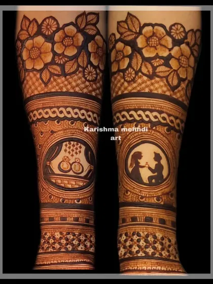 An elegant design created for an engagement ceremony. The artwork on the legs depicts a romantic proposal scene and a pair of engagement rings, beautifully capturing the essence of the occasion.