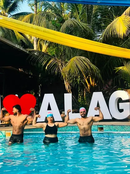 Group flex in the pool. It’s all about celebrating strength and having a good time together.