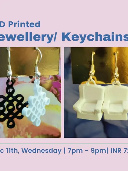 In our 3D printed jewelry workshop, you can create anything from intricate earrings to custom pendants. Here are some examples of what's possible.