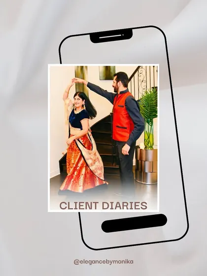 A beautiful couple moment. I love seeing my clients dance and celebrate in my outfits, like this stunning Banarasi lehenga.