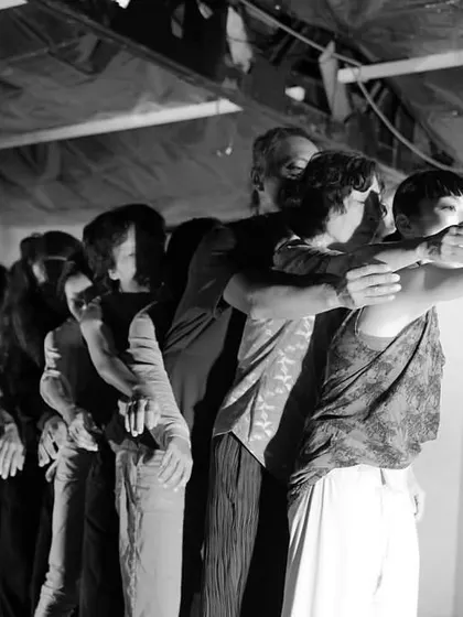 A powerful image of surrender from the "Still Drifting" performance in Tokyo. We are all cosmic dust, searching for our place in the universe.