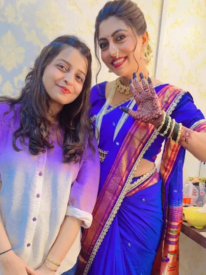 Another happy moment with Harshala Barade, showcasing her mehendi.