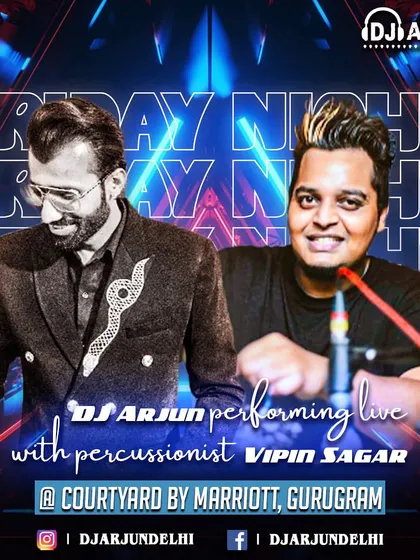 This poster captures the essence of my live fusion nights with percussionist Vipin Sagar. The combination of DJ mixing and live percussion is a crowd favourite for cocktail parties and receptions.
