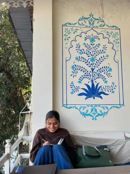 My wish for the new year: me with my sketchbook in random corners of this wonderfully weird world. Here's a happy moment at Gangour Ghat.