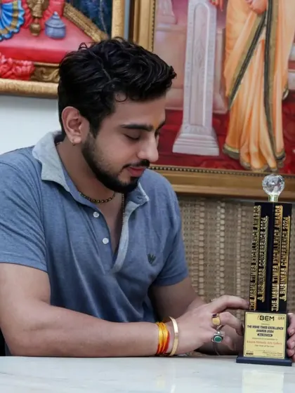 A moment of reflection with my MSME Times Excellence Award. Each award is a reminder of the journey and the blessings I have received.