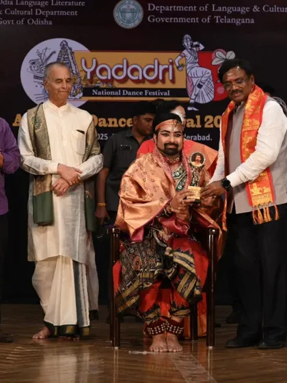 I was deeply honored to receive this award at the Yadadri National Dance Festival. Such recognition is a testament to our mission of preserving and promoting India's traditional dance forms on a national stage.