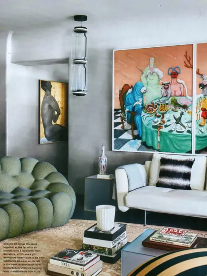 Another beautiful shot from the Livingetc feature, showcasing the blend of art, color, and form in the living space.