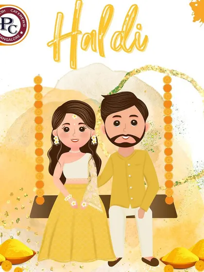 Another graphic celebrating the Haldi function, where I bring flavourful food to match the joyous atmosphere.