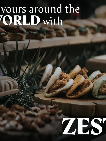 A spread of global flavours, including bao buns and sliders.