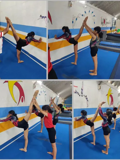 These partner stretches are a regular part of our training routine. They help improve flexibility while also teaching our gymnasts about teamwork and trust.