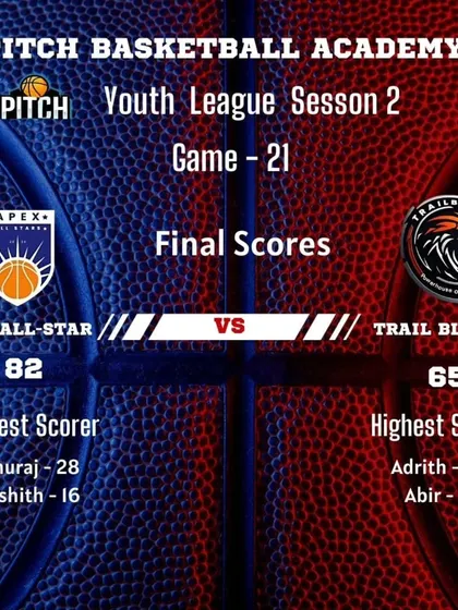 Rithuraj's 28 points led the Apex All-Stars to a comfortable victory over the Trail Blazers in Game 21 of Season 2.