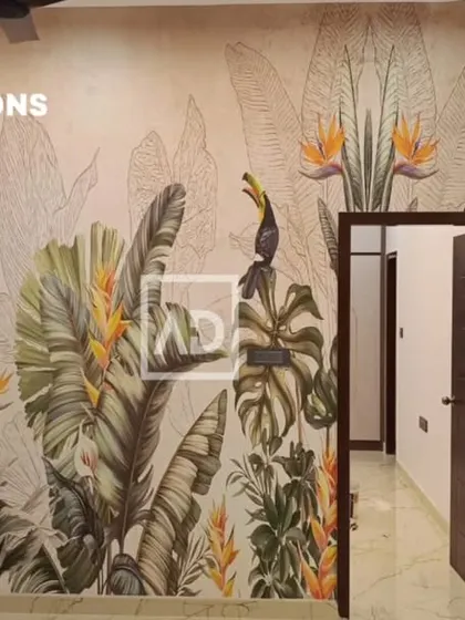 A custom-printed tropical mural transforms this wall into a piece of art. I handle the entire process, from printing your chosen design to the final precise installation, ensuring a seamless and impactful result.