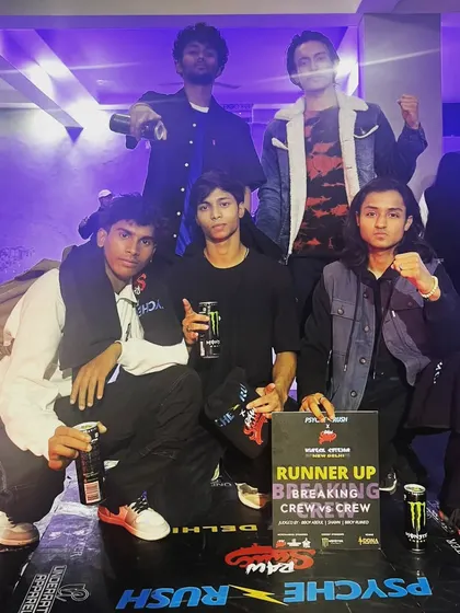 Our crew celebrating a runner-up finish at the Psyche Rush event. We don't just organize events; we are an active part of the competitive community.