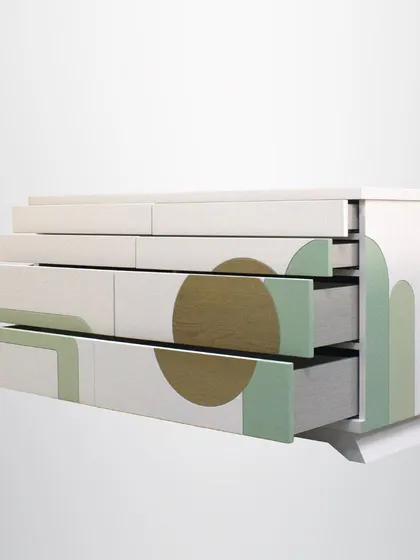 With its drawers open, you can see the ample storage capacity of this stylish unit. We design our furniture to be as practical on the inside as it is beautiful on the outside.