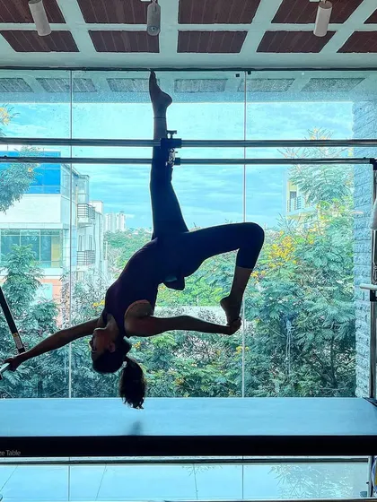 You are the creator of your own reality. This client is modeling strength and grace in this beautiful inverted arabesque on the Cadillac.
