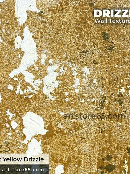 This close-up of the Light Yellow Drizzle texture shows the detail of the white paint spatters over the layered yellow background, creating depth and a rustic feel.
