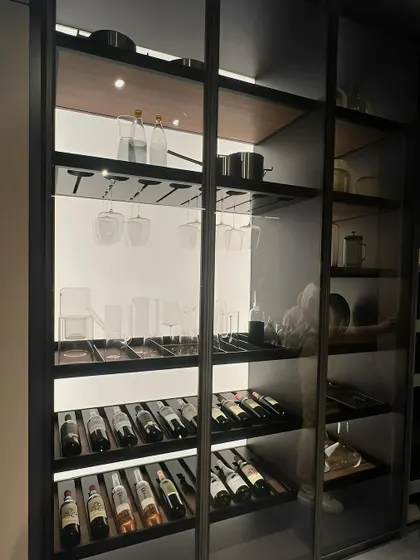 A sleek, modern wine storage unit seen at Milan Design Week.