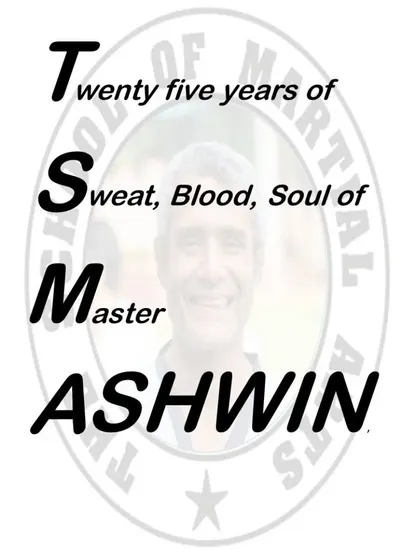 A graphic celebrating 25 years of Master Ashwin's dedication. His leadership has been the foundation of our school's success and the inspiration for thousands of students.