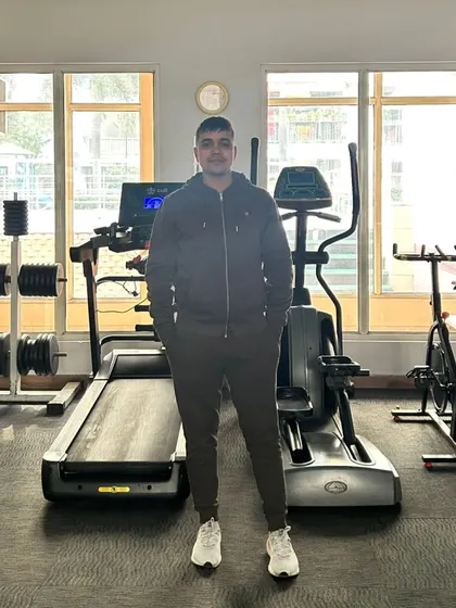 Posing in the gym.