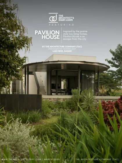 Our Pavilion House project was featured by The Architect's Diary, highlighting its prairie-style inspiration and its function as a modern oasis for a family in Nashik.