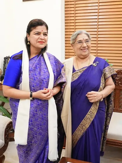 Posing with Smt. Poonam Mahajan ji after a positive and insightful interaction at The Yoga Institute.