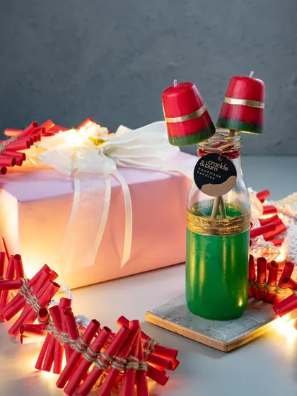 Another shot of my rocket-shaped candle sticks, a fun and unique gift for the Diwali season.