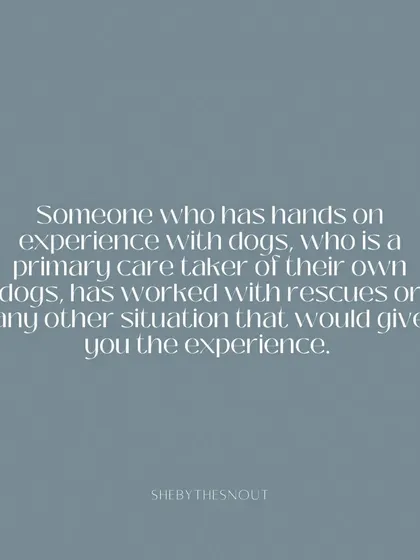 The ideal team member must have hands-on experience as a primary caretaker, rescue volunteer, or in another experienced role.