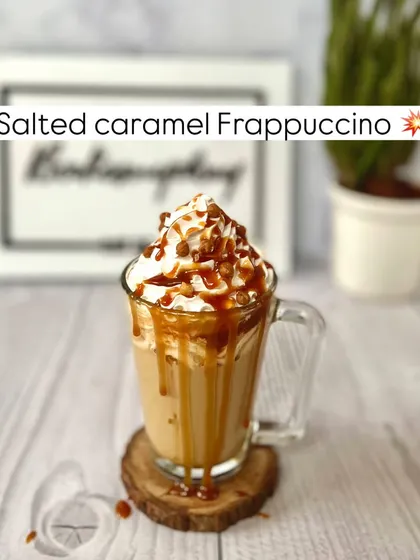 The classic Salted Caramel Frappuccino, perfectly drizzled and topped with whipped cream. This is always a crowd-pleaser in my workshops.