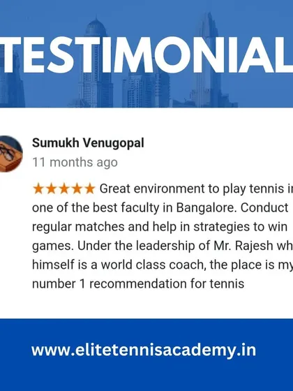This testimonial from a satisfied client praises the great environment and world-class coaching at our academy.