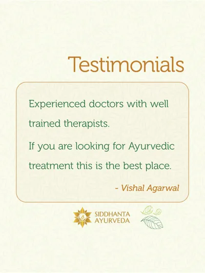 Vishal Agarwal recommends our clinic as the best place for Ayurvedic treatment, noting the experienced doctors and well-trained therapists who work together to provide authentic care.