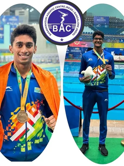 Aneesh Gowda and Akash Mani after their gold medal wins.