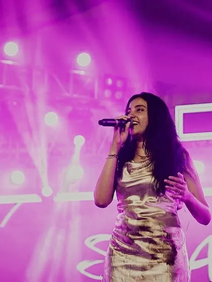 Bathed in purple light, this was a fantastic show with my band Swaraaha. We love playing with colorful and dynamic stage lighting.