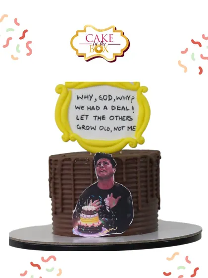 "Why, God, why!" This fun cake is perfect for the "Friends" fan in your life. It features a chocolate drip design and an iconic quote from Joey, making it a hilarious and memorable birthday surprise.
