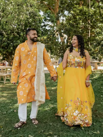 A lakeside Haldi with stunning decor and a super fun crowd. We capture both the beautiful setup and the candid, joyful moments of the celebration.