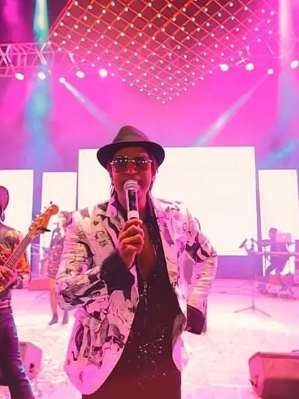 A wide shot of the band owning the stage. We bring a big presence and an even bigger sound to fill any venue, from an indoor ballroom to an outdoor festival.