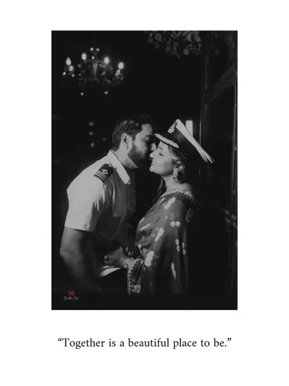 A classic and intimate black and white portrait, using the captain's hat to add a storytelling element.