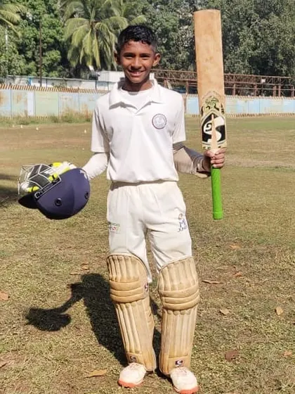 Yash Jadhav after scoring a century (100 not out) in the IDBI U-13 Tournament. We identify and nurture talent from a very young age.