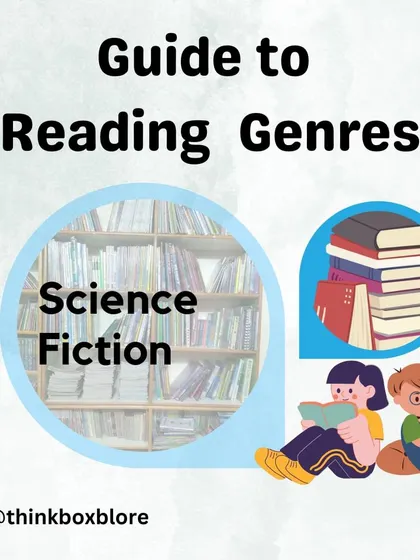 Today we're exploring Science Fiction! This genre sparks creativity and encourages kids to think beyond reality with stories of space, time travel, and futuristic tech.