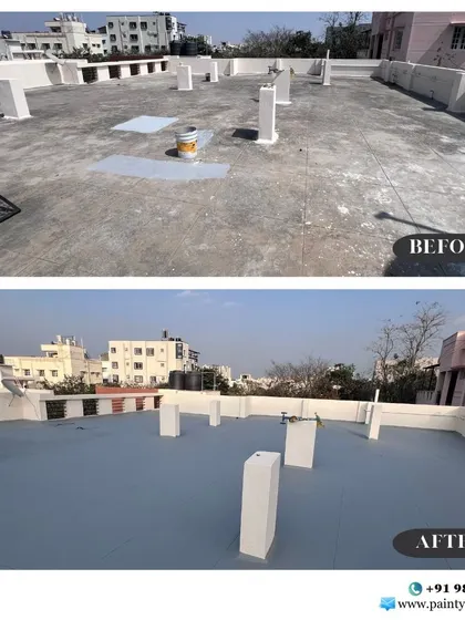 Protecting your home from Bangalore's weather is crucial. Here you can see a complete rooftop transformation where I applied a durable, weatherproof coating to prevent leaks and damage, leaving a clean and protected surface.