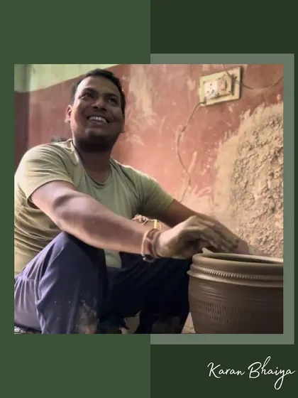 Meet Karan Bhaiya, one of the skilled artisans from the Kumhar Gram potter's community who brings our terracotta composters to life. His smile reflects the pride and passion that goes into every piece, connecting your purchase directly to the support of traditional craftsmanship.