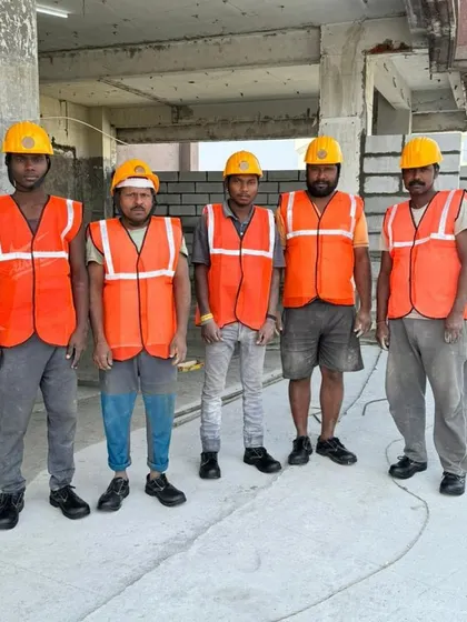 My dedicated construction team on site. Dressed in full safety gear, they are the backbone of Maze Concept Build, committed to quality and safety.
