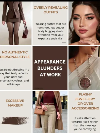This infographic highlights common appearance blunders I see, from overly revealing outfits to a lack of authentic personal style. Avoiding these is the first step to a powerful professional image.