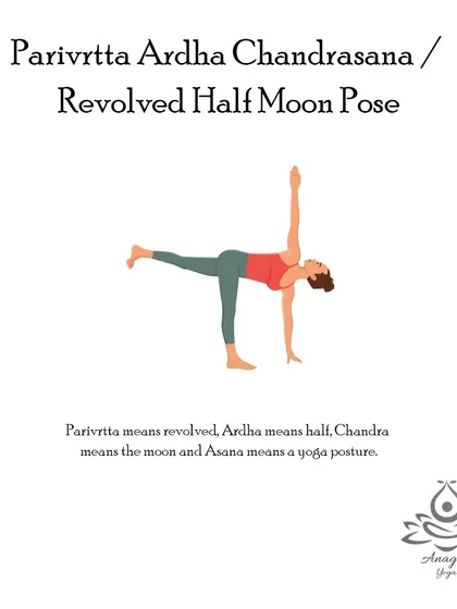 Parivrtta Ardha Chandrasana (Revolved Half Moon Pose) is a challenging twist that tones digestive organs, strengthens the legs, and improves balance.