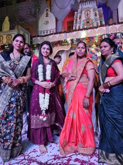 With devotees after a powerful Shyam Baba kirtan in Delhi. It's always a blessing to connect with fellow bhakts.