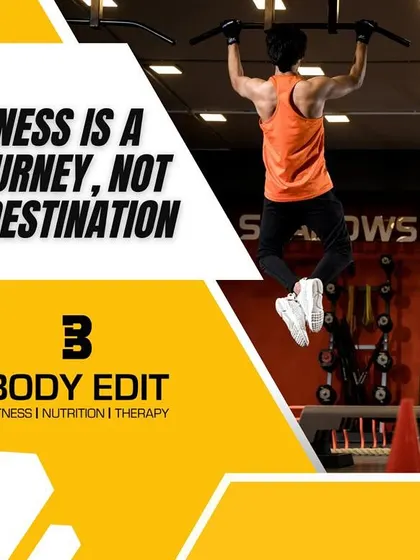A motivational reminder that fitness is a continuous journey. We invite you to start or continue your journey with a free trial period in our group classes.