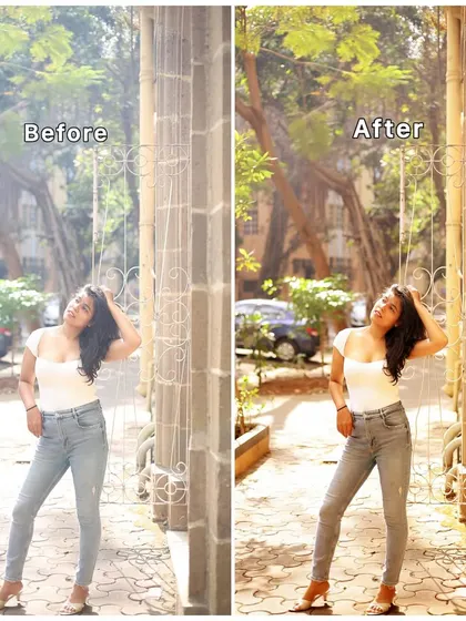A before-and-after editing example. This demonstrates my technical skills in photo editing, a value-add I bring as a creative partner.